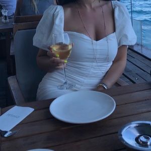 FOREVER 21 WHITE PUFF SLEEVE mini dress *size M runs on smaller side